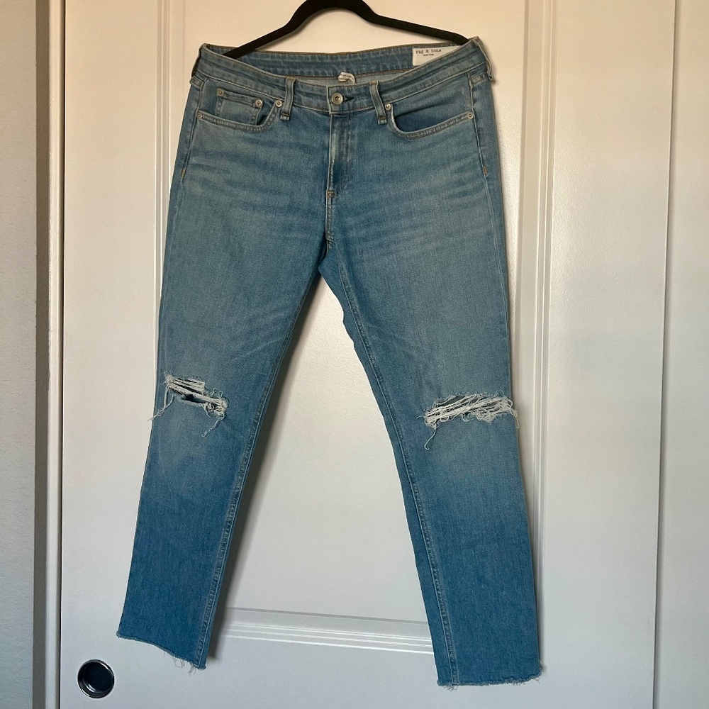 Like New Rag and Bone Dre Low-Rise Ankle Slim Boyfriend Jeans